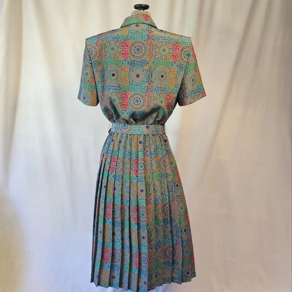 Vintage 1980s Leslie Fay Mandala Secretary Dress - Picture 5 of 15